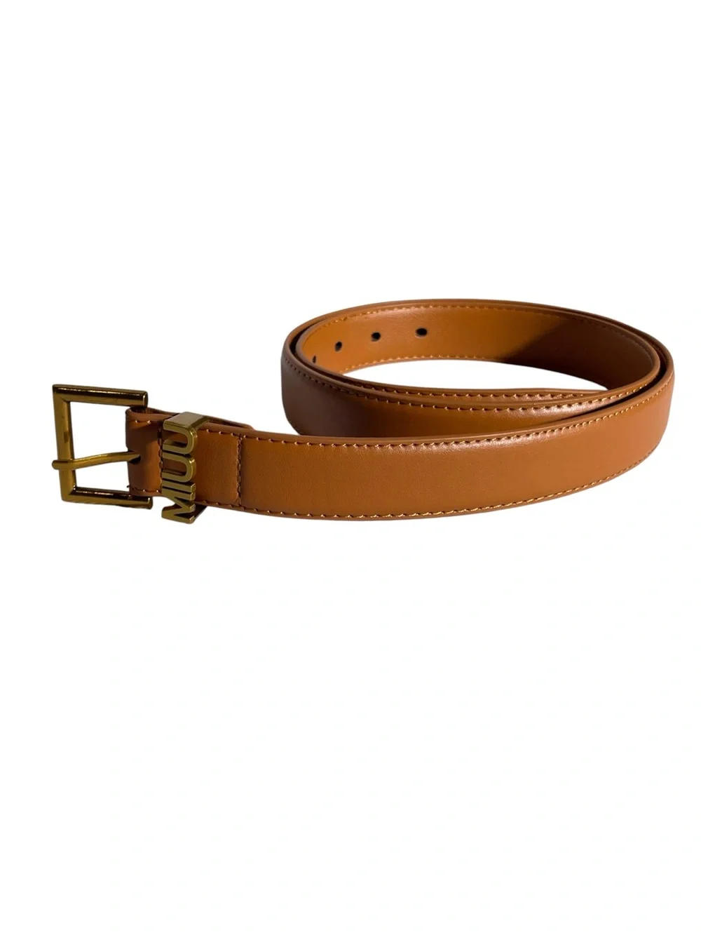 💁🏻‍♀️ Women’s Tan Leather Belt with Gold-Tone Logo Buckle 💁🏻‍♀️